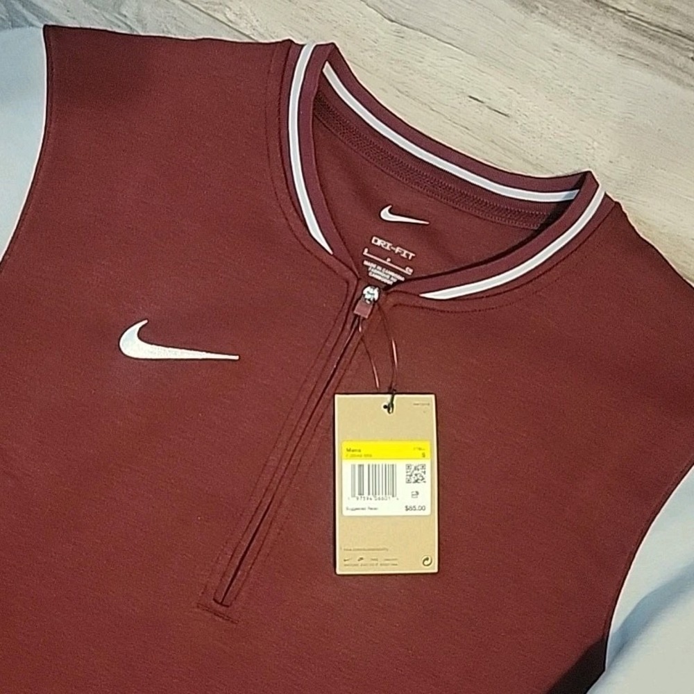 Nike Men's Dri-FIT 1/2 Zip Pullover Top Burgundy Gray Size Small NWT FJ9549-669